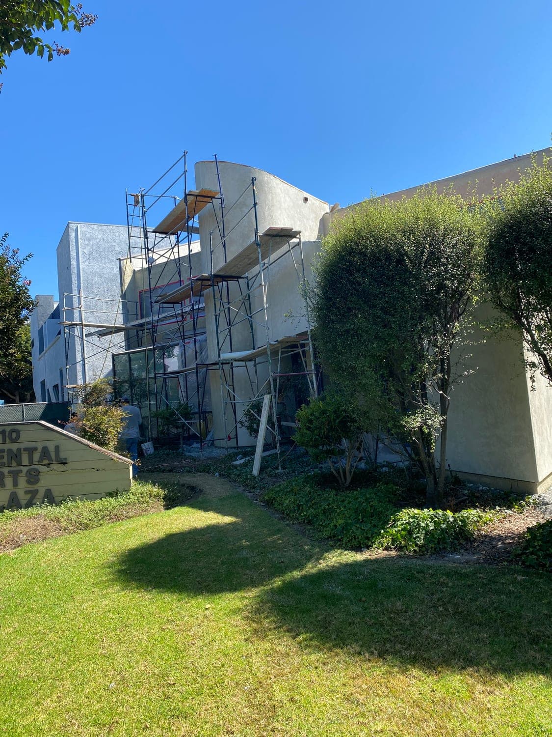 36 TEN building exterior facade during construction with scaffolding