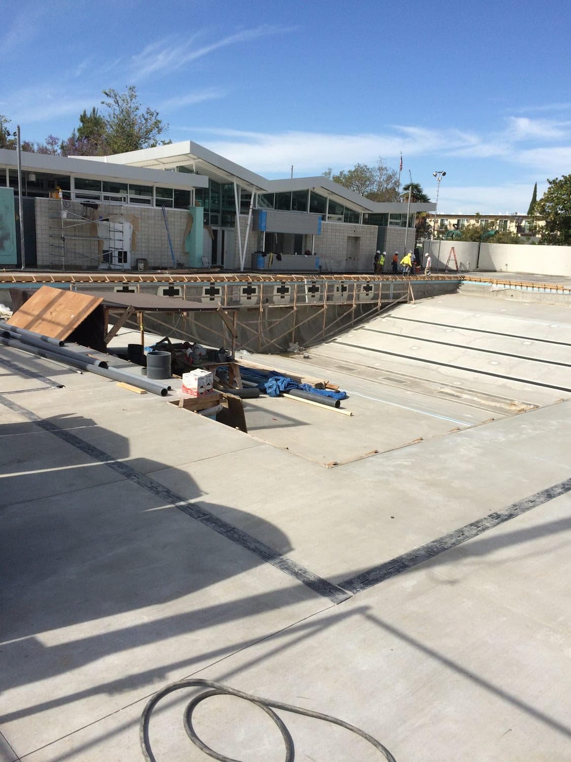 Aquatic facility pool deck and complex during construction