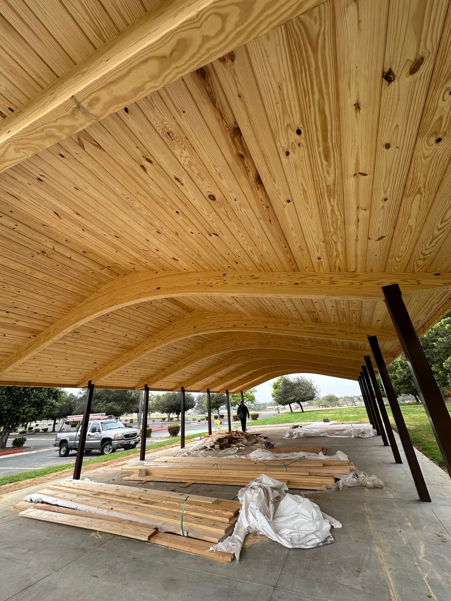 Curved Wood Ceiling Pergola